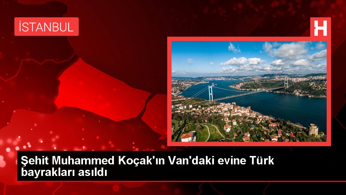 Şehit Muhammed Koçak'ın Van'daki meskenine Türk bayrakları asıldı